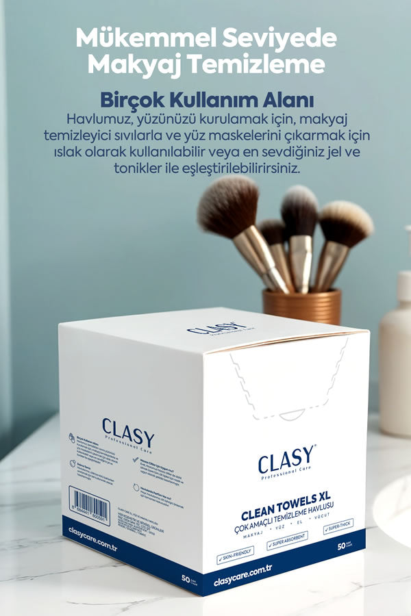 مناشف نظيفة مقاس Xl - 50'li Makyaj Ve Yüz Temizleme Havlusu