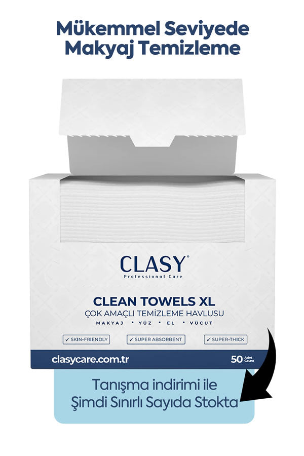 مناشف نظيفة مقاس Xl - 50'li Makyaj Ve Yüz Temizleme Havlusu