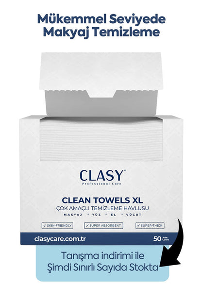 مناشف نظيفة مقاس Xl - 50'li Makyaj Ve Yüz Temizleme Havlusu